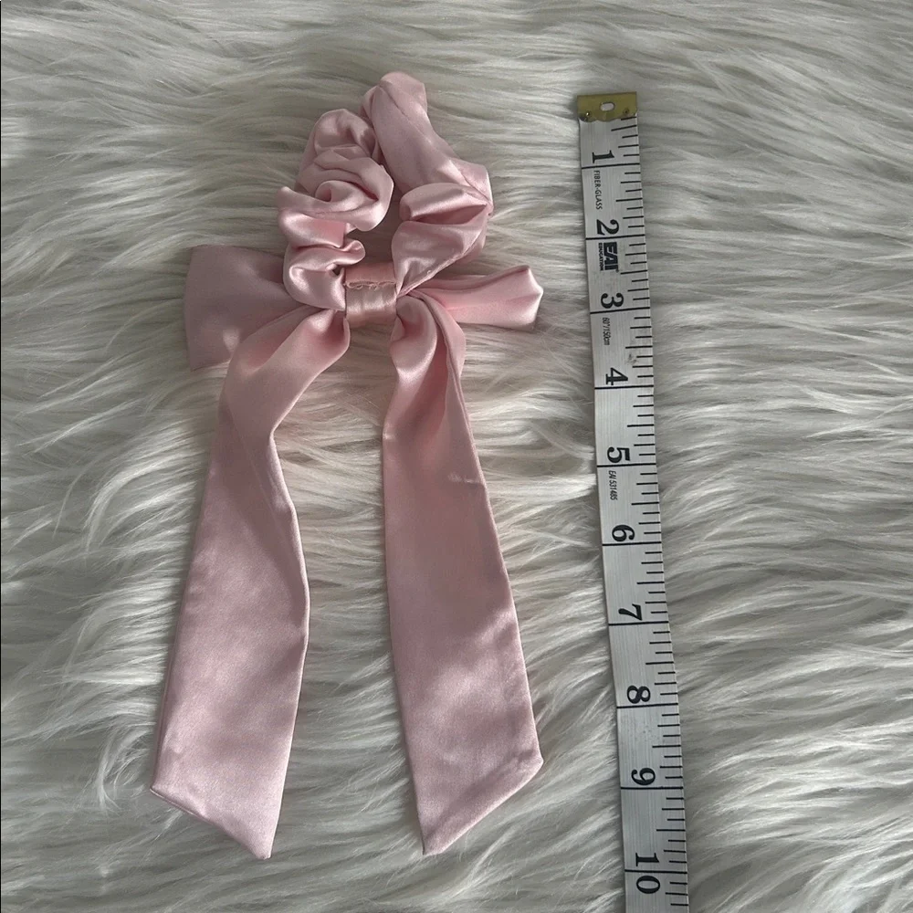 Silk Satin Hair Bow  Scrunchies red, pink and black valentine colors set of 3